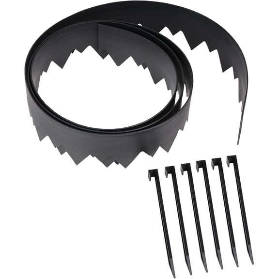 PoundIn Landscape Edging with Bonus Anchoring Stakes 20Foot Plastic Garden Border, 4.5 in. StraightTop Lawn Edging, Black