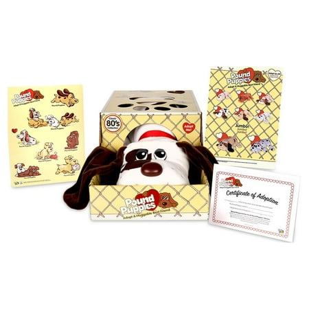 Pound Puppies Classic - White and Brown Stuffed Puppy Plush Toy Dog Stuffed Animal for Kids, Adopt a Pound Puppy, Includes Certificate