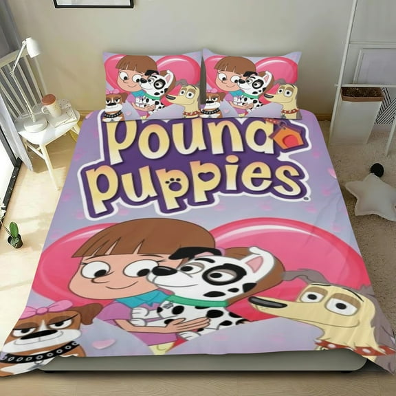 Pound Puppies Themed Bed Sheet Set Three Piece Set 53x79 Inches Comfortable And Skin Friendly Unique Design Creating A Star Studded Night Home Decor Gifts For Family Friends fans