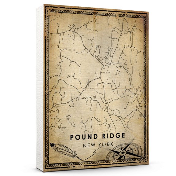 Pound Ridge Vintage Map Prints Canvas, New York Map Art Canvas, Canvas, Pound Ridge Map City style vintage Canvas , Canvas Wall Art, Street Map Artwork Canvas