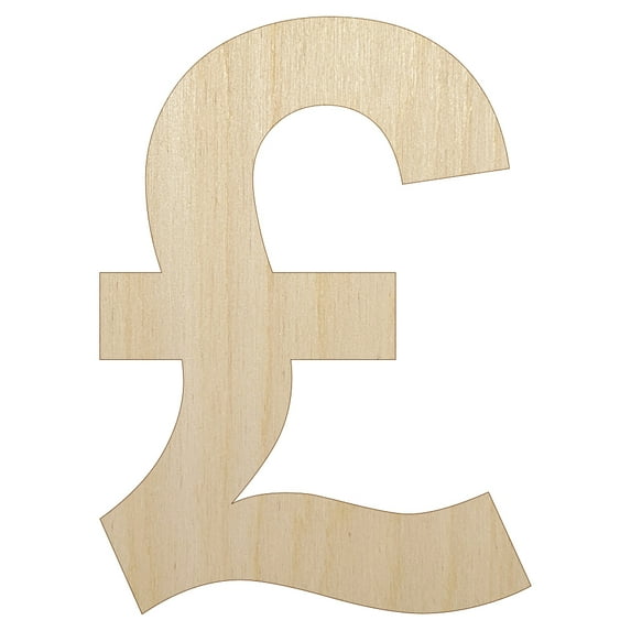 Pound Sterling Symbol United Kingdom Wood Shape Unfinished Piece Cutout Craft DIY Projects - 4.70 Inch Size - 1/4 Inch Thick