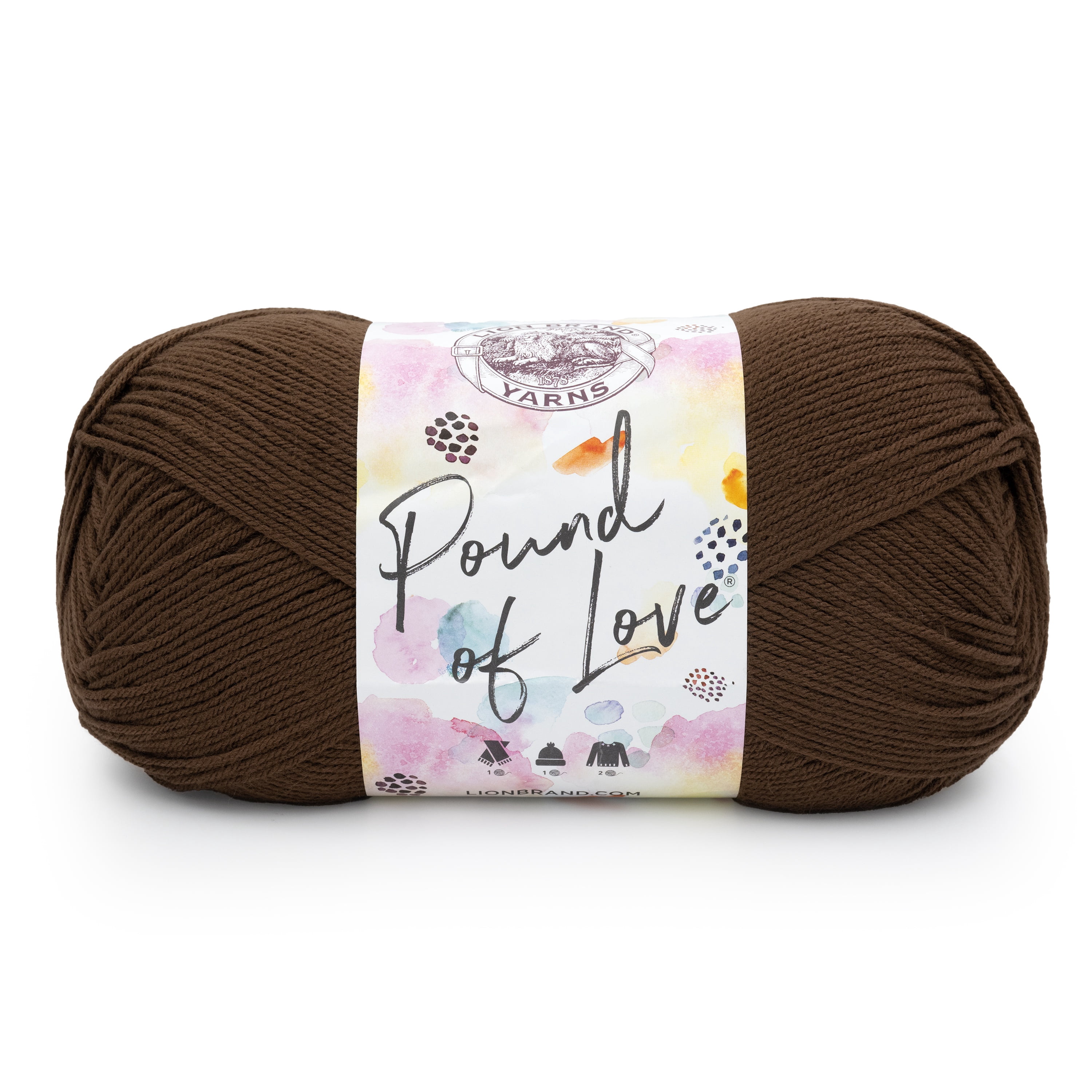 Lion Brand Yarn Pound of Love Chocolate 4 Medium Worsted Yarn Brown 16 oz 1020 yards