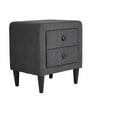 thumbnail image 1 of Poundex 2-Drawer Brushed Linen Fabric  Upholstered Nightstand in Charcoal, 1 of 5