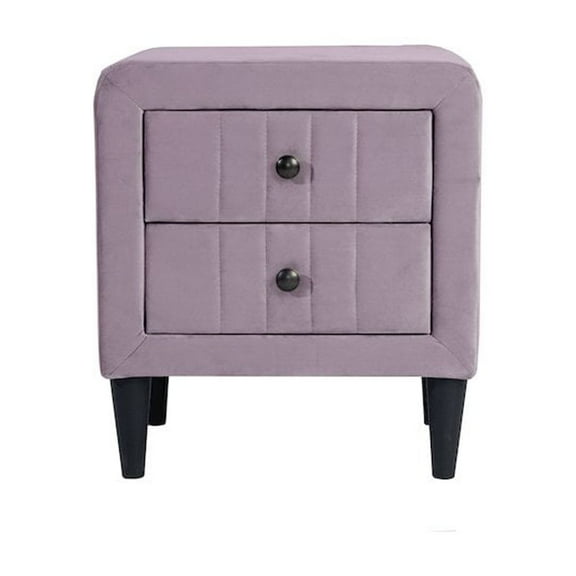 Poundex 2-Drawer Velvet Upholstered Nightstand in Light Pink