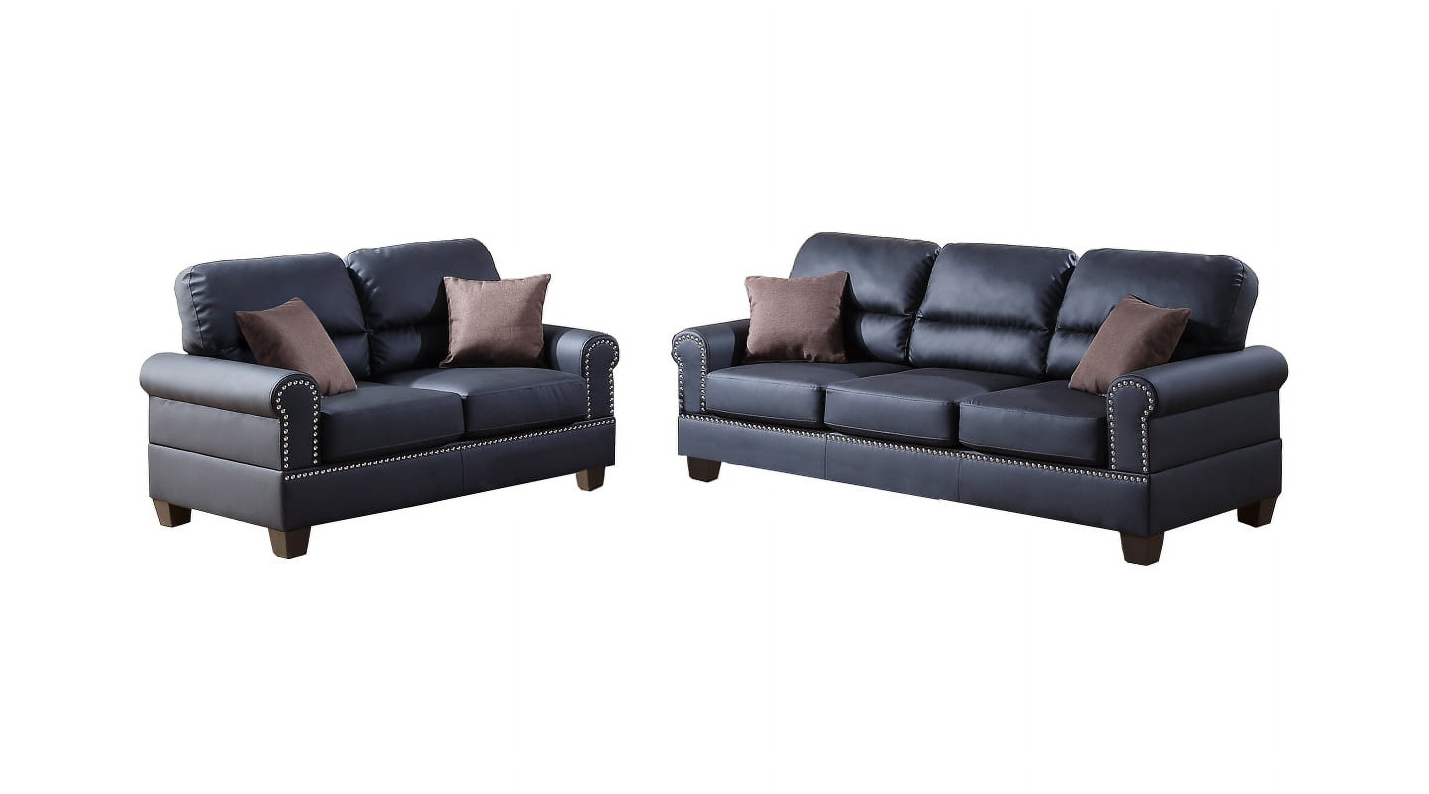 Poundex Living Room Love Couch: 2 Piece Faux Leather Sofa and Loveseat ...