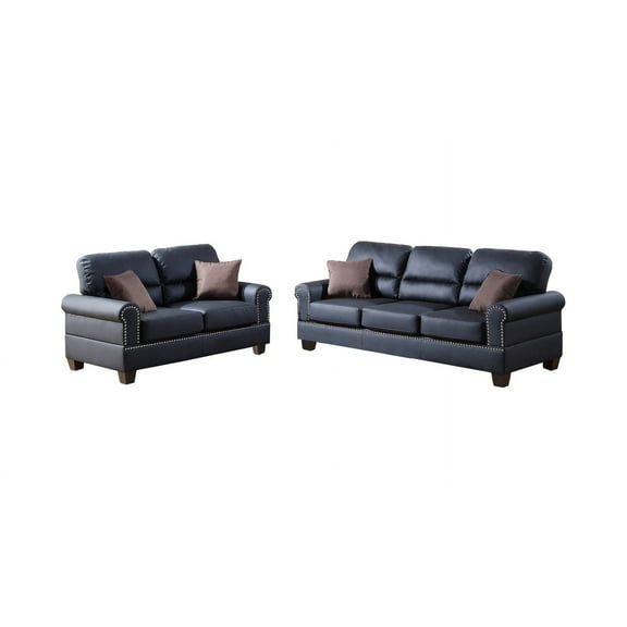 Bobkona Shelton Bonded Leather 2-Piece Sofa and Loveseat Set