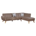 thumbnail image 1 of Poundex 2-Piece Velvet Sectional Sofa with Curved Armrest in Light Brown, 1 of 9