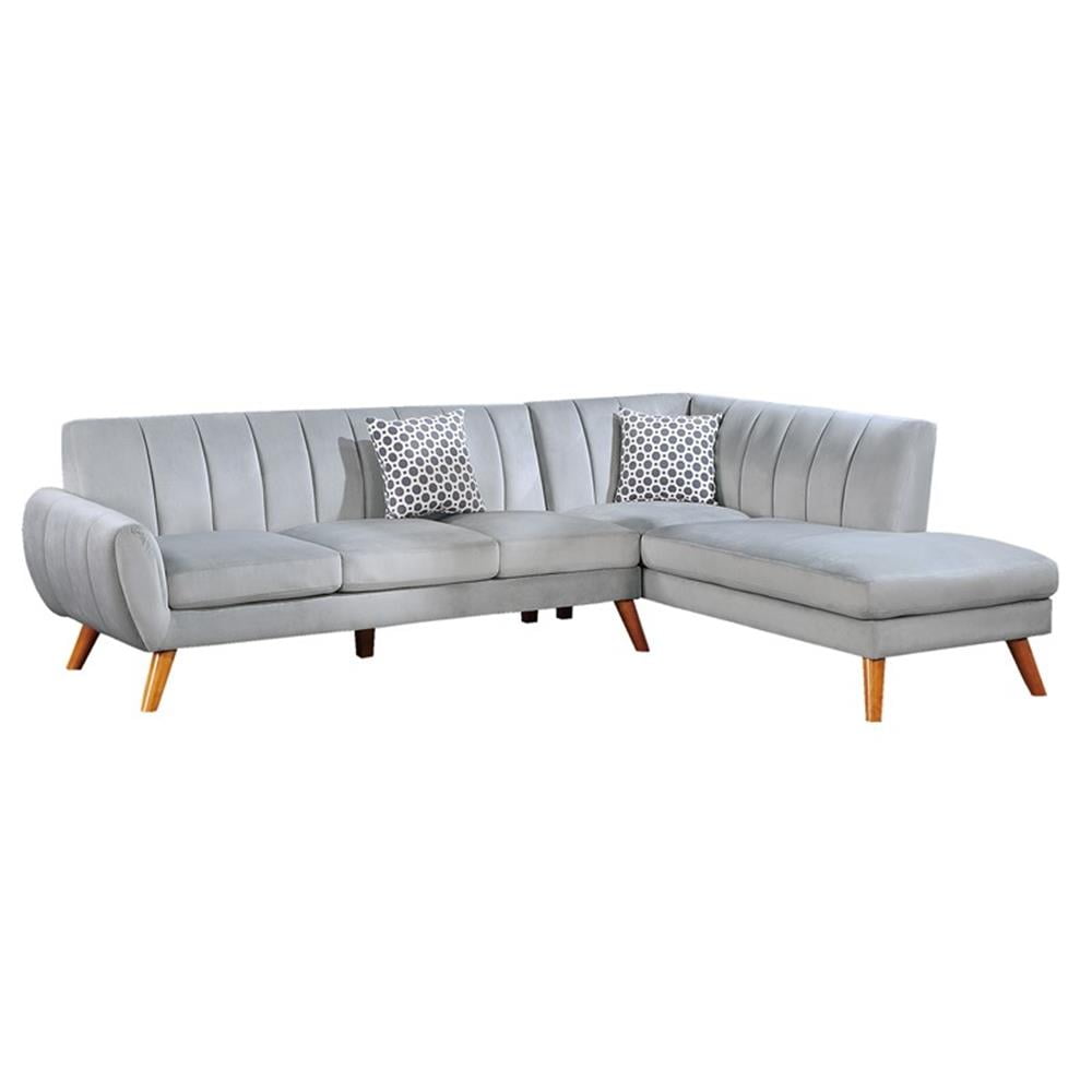 Light Gray Velvet Tufted Two-Piece Sectional Sofa