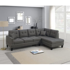 Poundex 2-Piece Sectional Set in Smooth Coffee Fabric Upholstery
