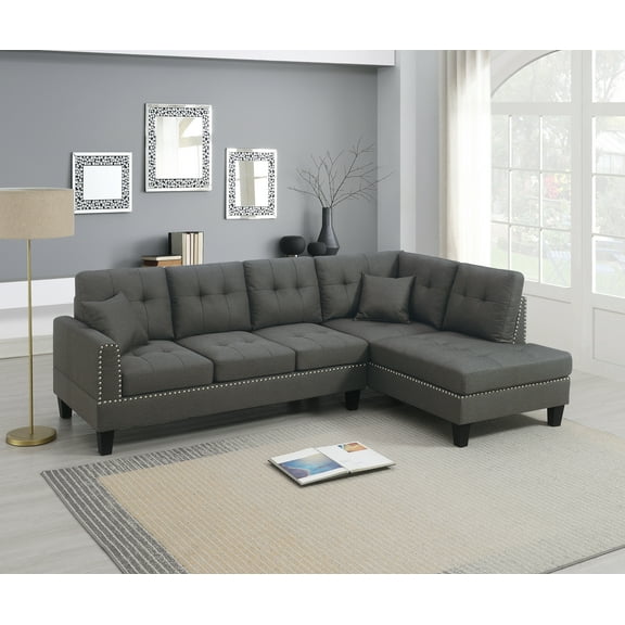 Poundex 2-pcs Sectional Set-Dark Coffee