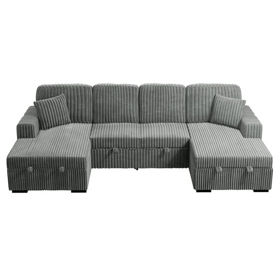 Poundex 3-Piece Convertible Sectional with Foam Seating in Smoke