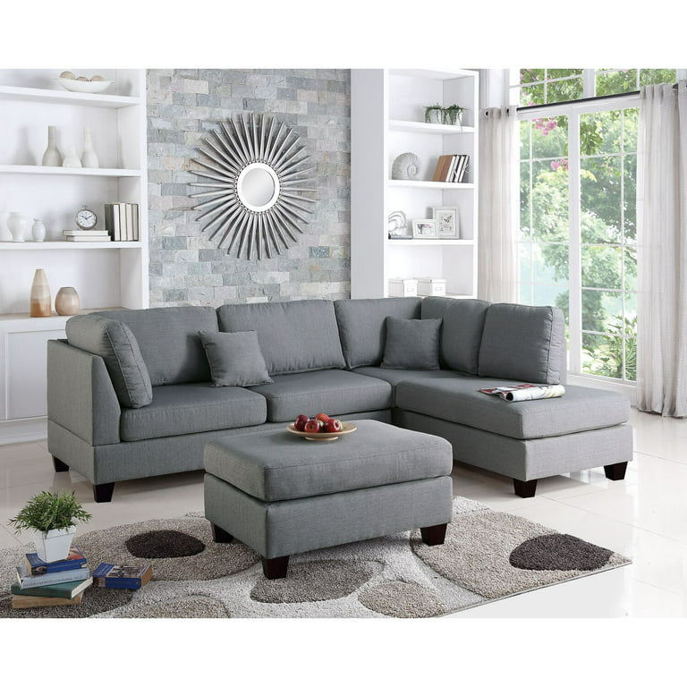 Fabric Reversible Sectional Sofa Set