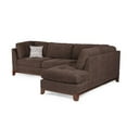 thumbnail image 1 of Poundex 3 Piece Fabric Sectional Sofa Set with Ottoman in Dark Coffee, 1 of 7