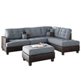 thumbnail image 1 of Poundex 3 Piece Fabric Sectional Sofa Set with Ottoman in Gray Color, 1 of 6