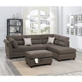 thumbnail image 1 of Poundex 3 Piece Fabric Sectional Sofa Set with Storage Ottoman in Tan Brown, 1 of 3