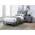 thumbnail image 1 of Poundex Adjustable Diamond Tufted Headboard Twin Bed Frame in Gray Velvet, 1 of 3