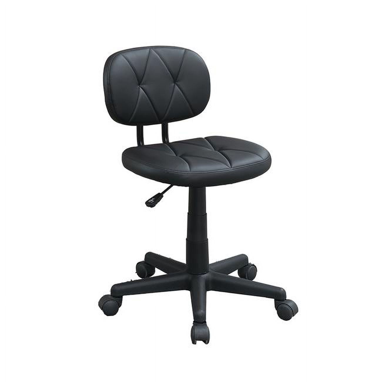 Executive Swivel Armless Black Leather Office Chair with Plastic Base