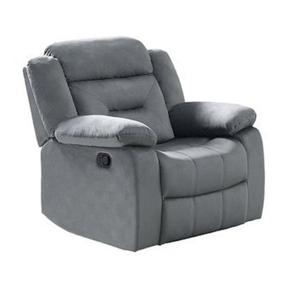 Poundex Dark Gray Velvet Manual Recliner