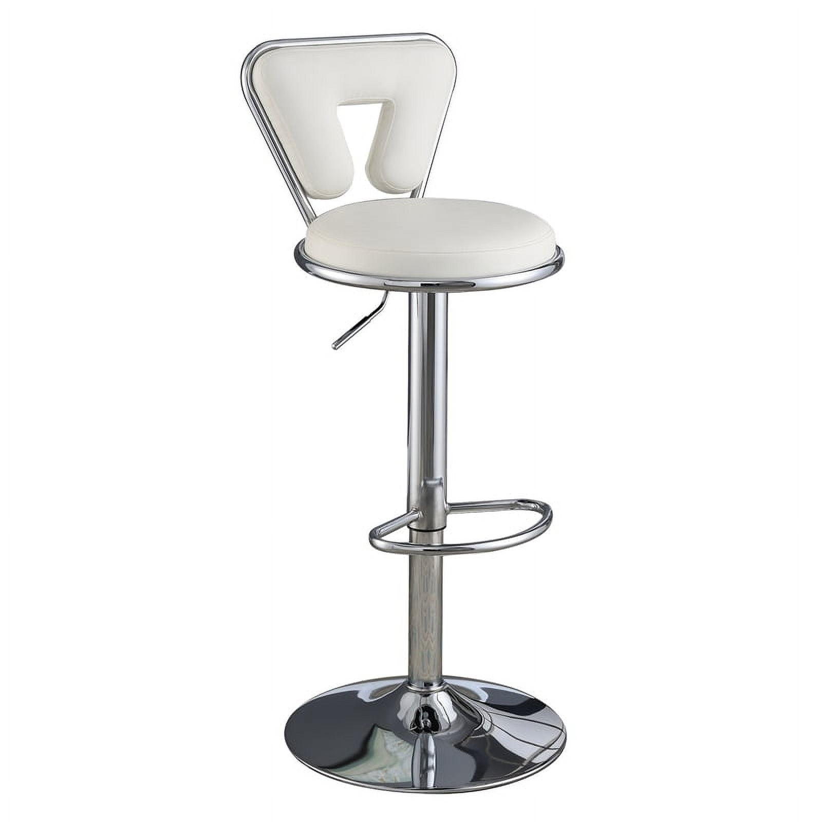 Poundex F1642 16 x 18 x 34 40 in. Adjustable Height Swivel Barstool in White Faux Leather Set of 2 Walmart