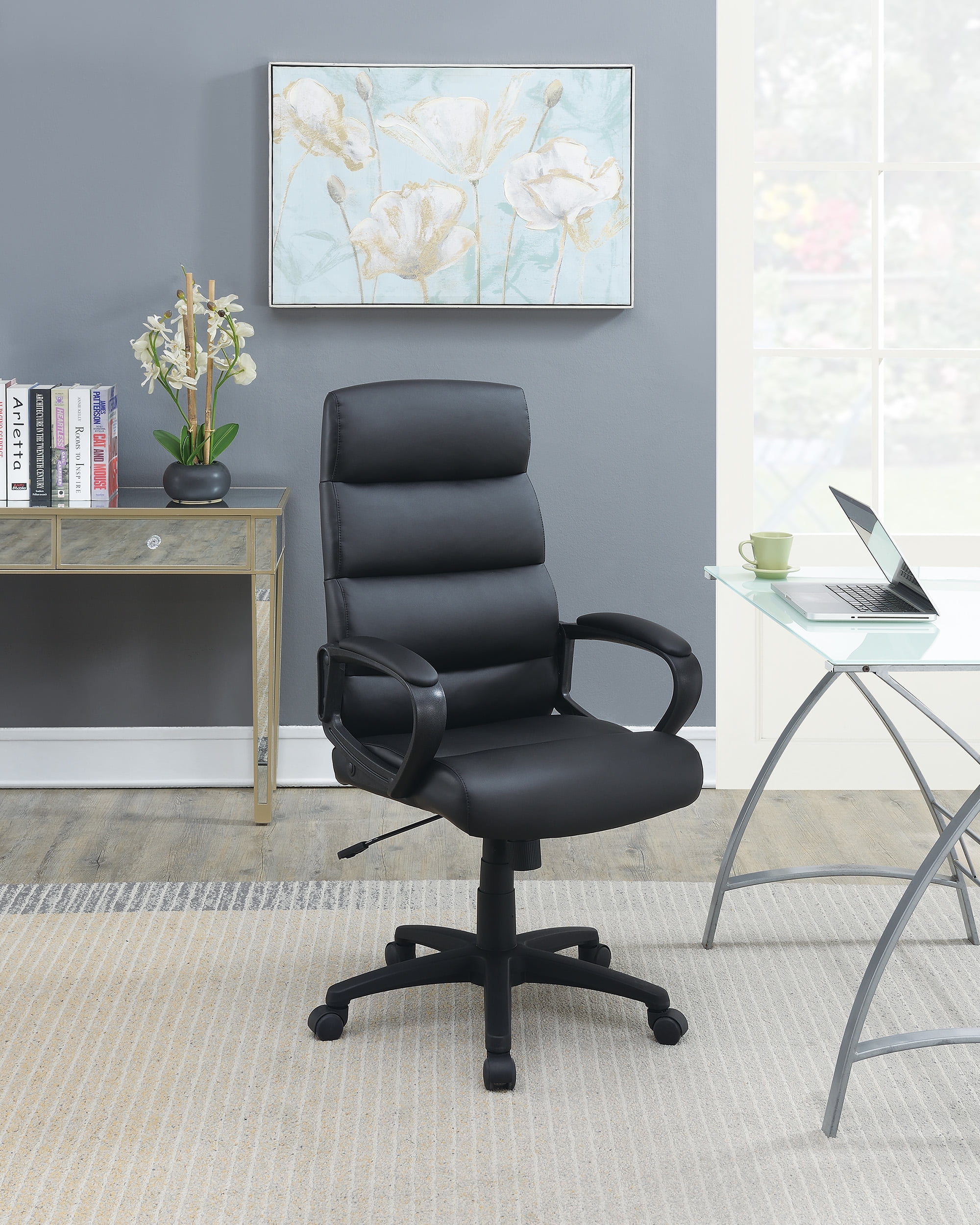 Poundex F1683 26 x 26 x 42 45 in. Modern Faux Leather Office Chair