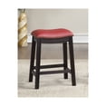 thumbnail image 1 of Poundex F1821 24 in. Kitchen Saddle Counter Stool in Burgundy Red Faux Leather - Set of 2, 1 of 6