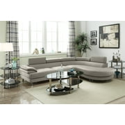 Poundex Faux Leather Sectional, Grey