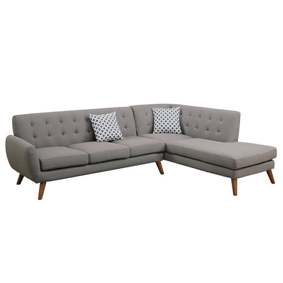 Poundex Furniture 2 Piece Fabric Sectional Sofa Set in Gray Color