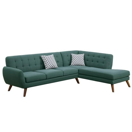 Poundex Furniture 2 Piece Fabric Sectional Sofa Set in Laguna Blue Color