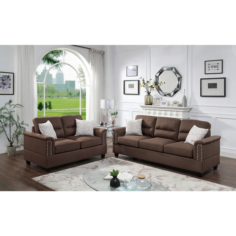 Poundex espresso faux leather adjustable sofa online