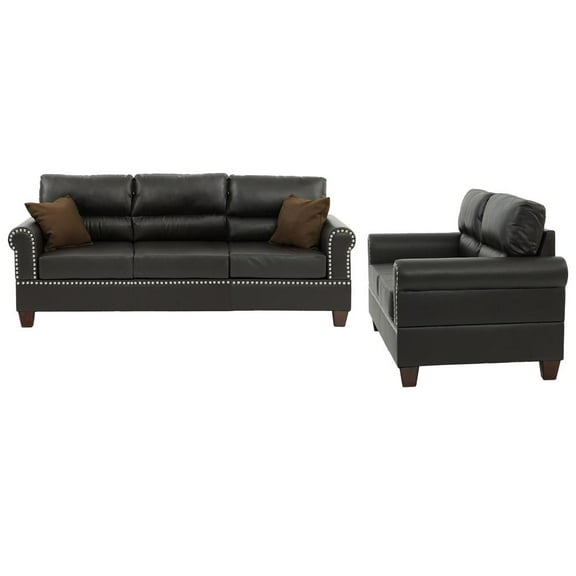 Bobkona Shelton Bonded Leather 2-Piece Sofa and Loveseat Set