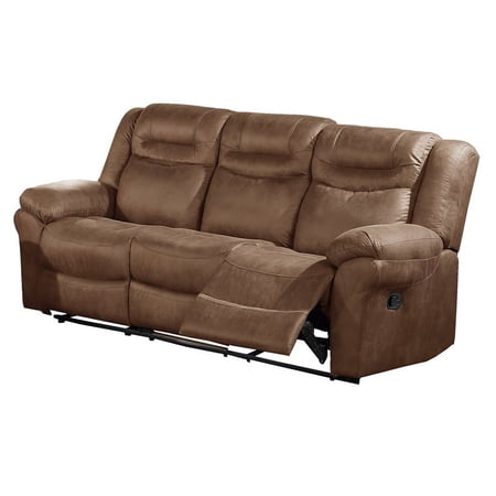 Poundex Furniture Breathable Leatherette Sofa in Dark Brown