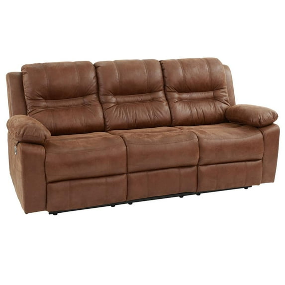 Poundex Furniture Breathable Leatherette Sofa in Dark Brown