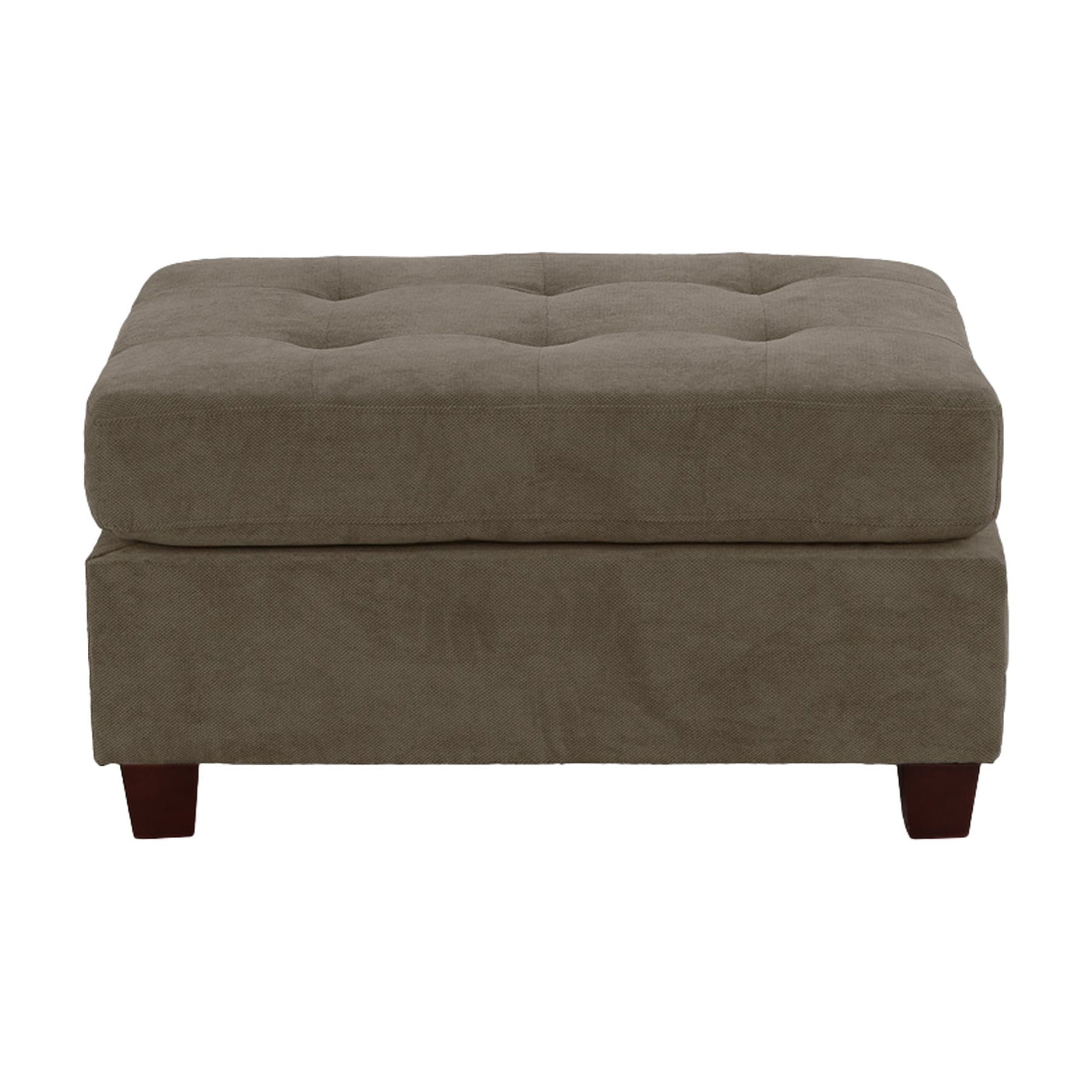 Charcoal Gray Tufted Waffle Suede Ottoman, 26" x 20"