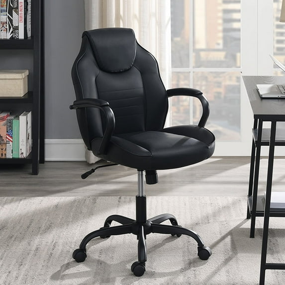 Poundex Furniture Faux Leather Office Chair in Black