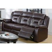 Poundex Furniture Gel Leatherette Sofa Recliner in Dark Brown