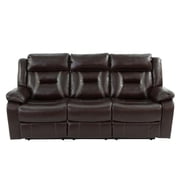 Poundex Furniture Gel Leatherette Sofa Recliner in Dark Brown