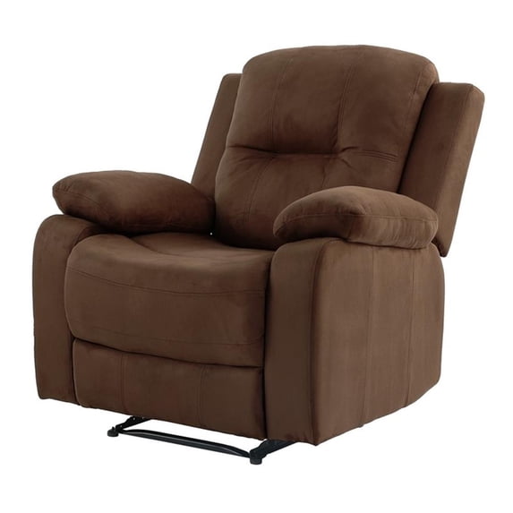 Poundex Furniture Microfiber Recliner in Chocolate