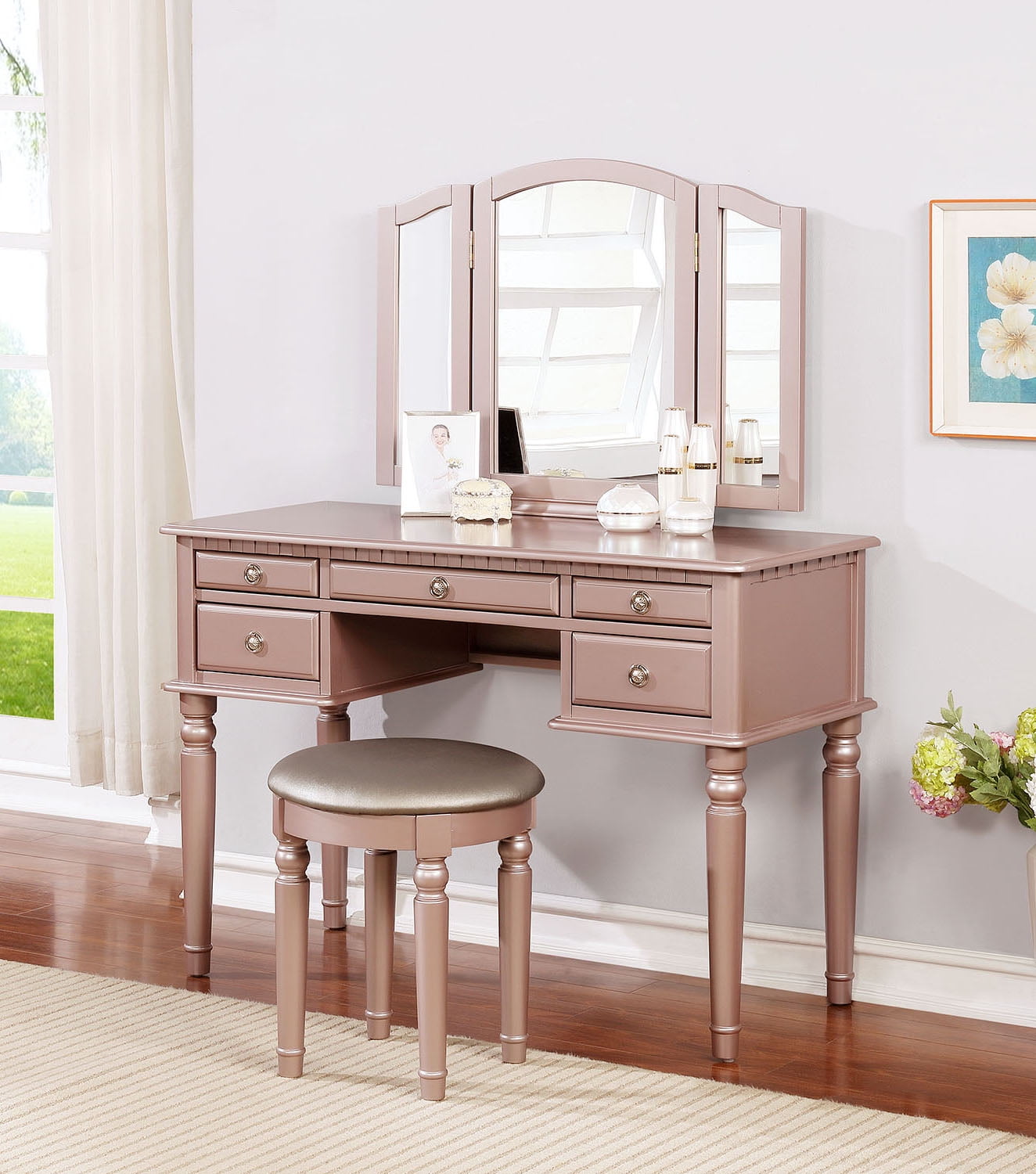 West end vanity set hot sale with stool and mirror