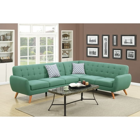 Poundex Linen-like Polyfabric Sectional in Laguna