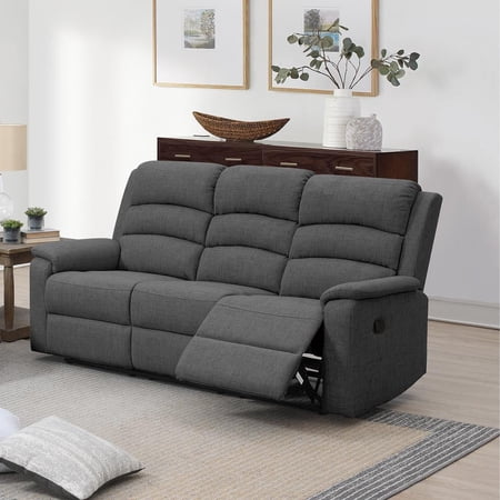 Poundex Manual Recliner 3 seater Sofa-Dark Gray