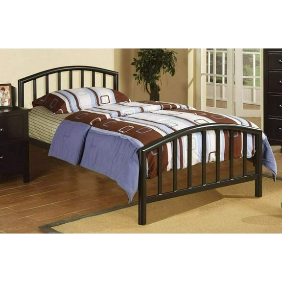 Poundex Platform Twin Size Metal Bed in Espresso Finish F9018T