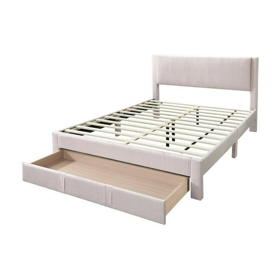 Poundex Queen Platform Bed with Underbed Storage in Light Pink