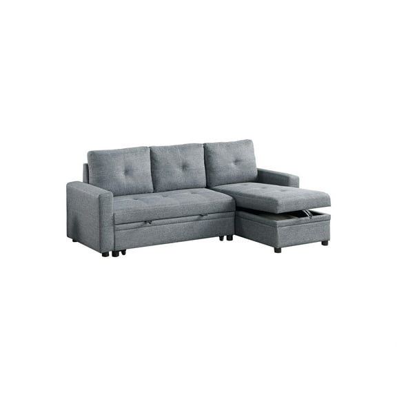 Poundex Reversible Convertible Sectional Fabric Upholstered in Gray