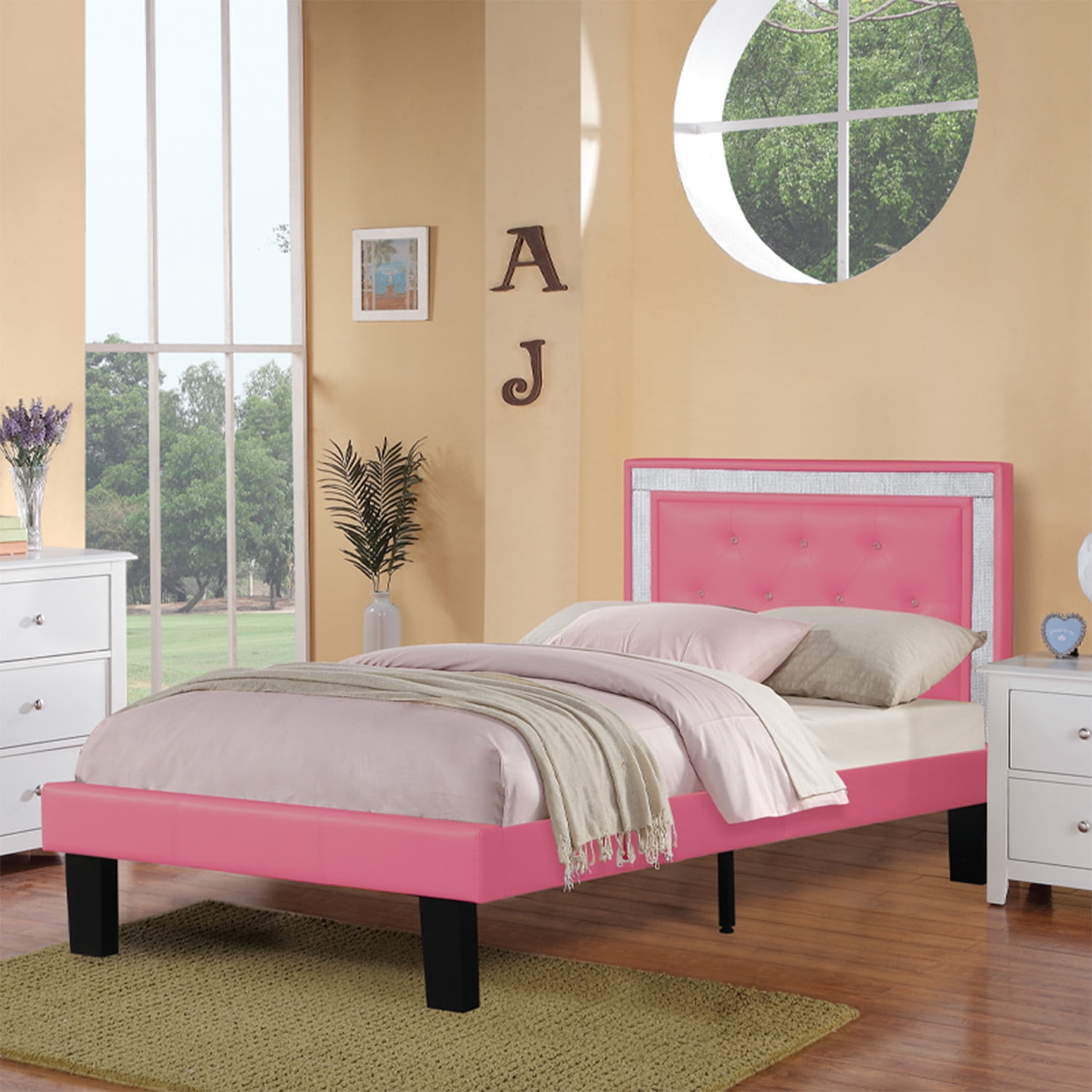 Twin pink 2024 bed frame