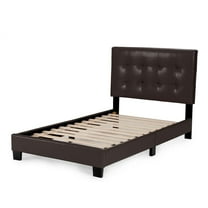 Poundex Twin Size Contemporary Faux Leather Standard Beds, Brown