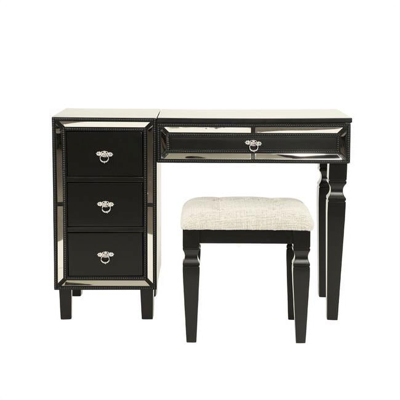 Poundex Wooden Makeup Vanity Set with Lift-up Mirror and Stool - Black 