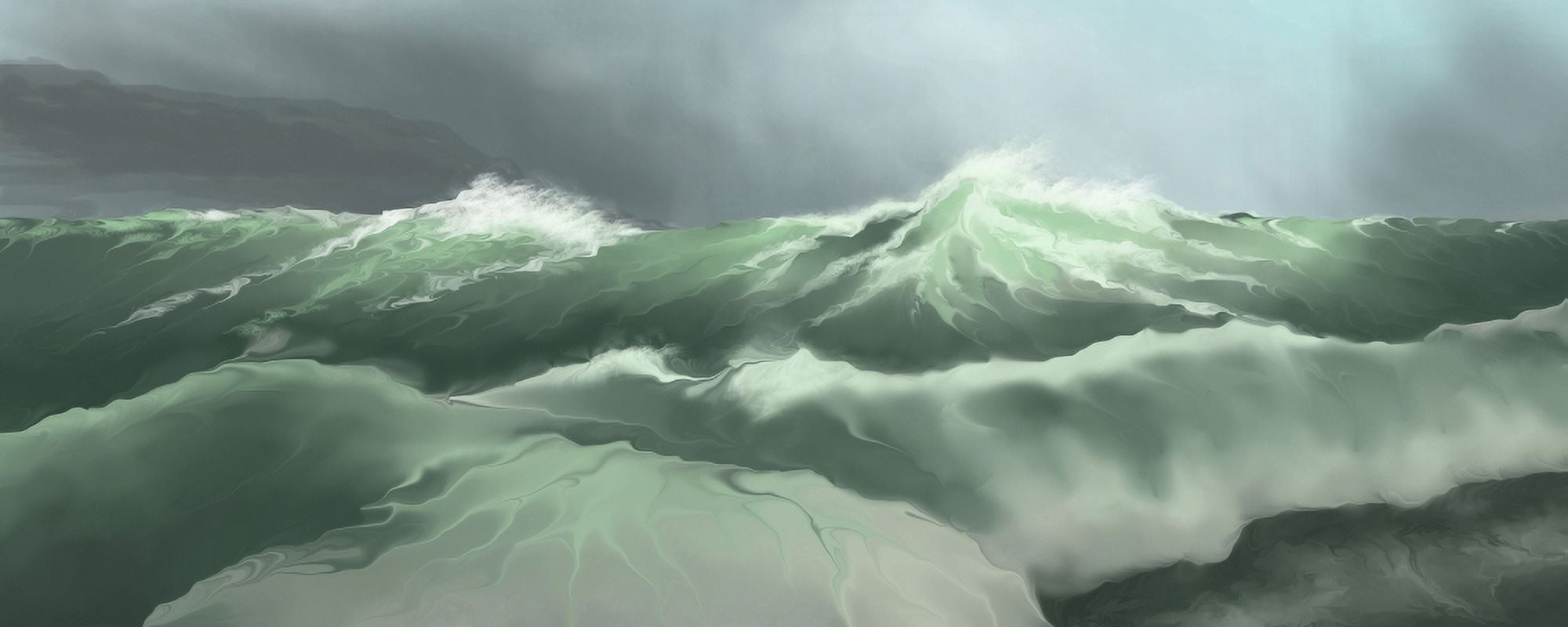 Pounding surf comes into shore Canvas Art - Corey FordStocktrek Images (45 x 18)