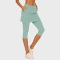 thumbnail image 1 of Pouno Women's Skirted Capri Leggings High Waist Knit Pocket Skirt Overlay Pants Workout Sessions Lightweight Comfy Cropped Leggings Gift, 1 of 7