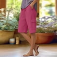 thumbnail image 1 of Pounoo Bermuda Shorts for Women Drawstring Elastic Waist Cargo Pocket Detail Loose Fit Bottoms Summer Casual Durable Slacks, 1 of 6