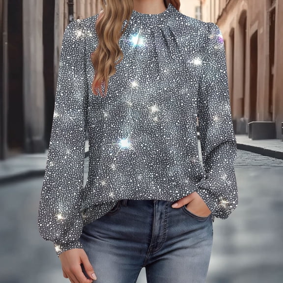 Pounoo Boho Tops for Women Floral Colorblock Round Neck Puff Sleeve Plus Size Clothes for Women Tunics Fall Casual Pullover Loose Fit Basic Tshirt Gift